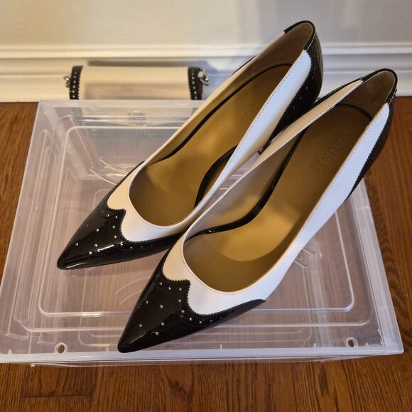 Ralph Lauren Pumps, Size 9B, White/Black Patent, All Leather - Picture 9 of 13